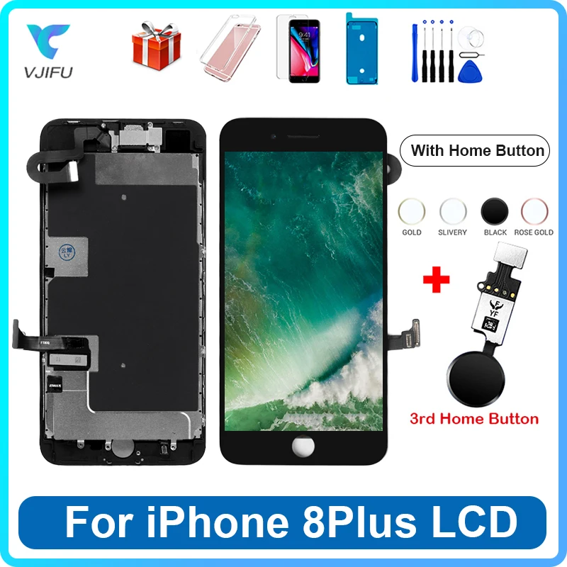 Full LCD For iPhone 8 8 Plus Display Screen With Home Button A1907 A1864 Full Assembly Touch Digitizer Replacement Phone Repair