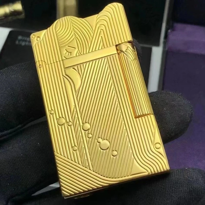 Metal Gold Sleeping Mermaid Pattern Lighter, Classic Sound, Cigarette Smoking, Kerosene Lig Lighter, Fire, Men\'s Series