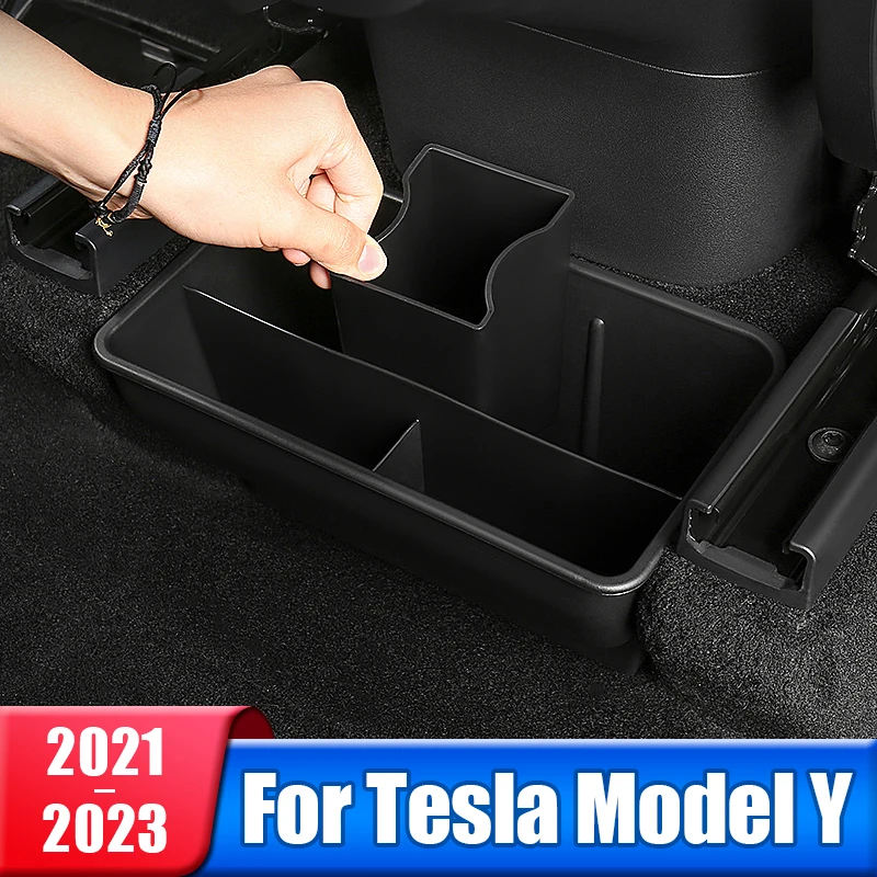 Under Seat Storage Box For Tesla Model Y 2021 2022 2023 2024 High Capacity Organizer Case Cloth Drawer Holder Car Accessories