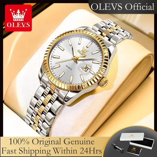 Imagen 1 del producto OLEVS 5593 reloj de mujer de acero inoxidable resistente al agua con fecha automática elegante reloj de pulsera para mujer reloj de cuarzo Original de lujo para mujer nuevo