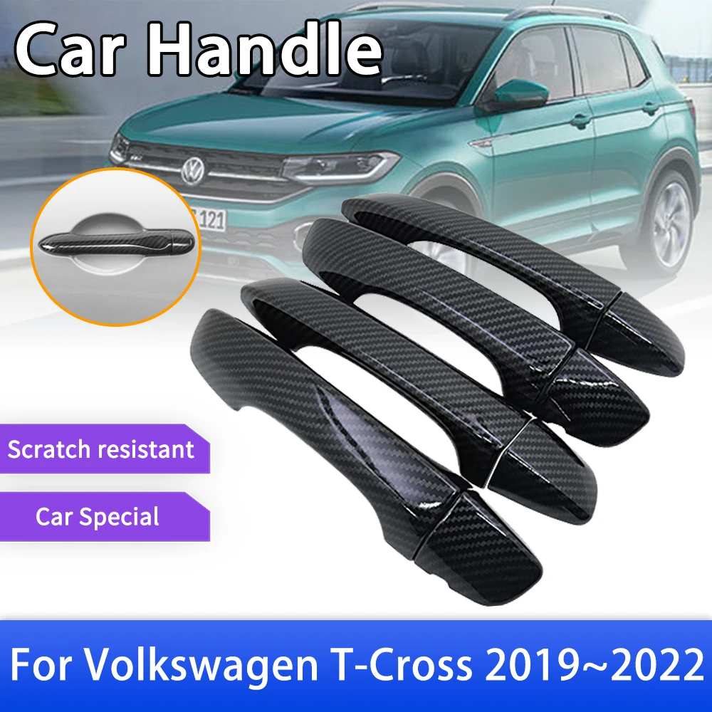 

Carbon Fiber Door Handle Cover Trim Fit for Volkswagen VW T Cross TCross C11 2019 2020 2021 2022 Durable Car Accessories Sticker