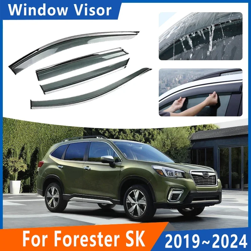 

For Subaru Forester SK MK5 2019~2024 Side Window Visor Waterproof Rain Eyebrow Deflector Guards Car Accessories 2020 2021 2022