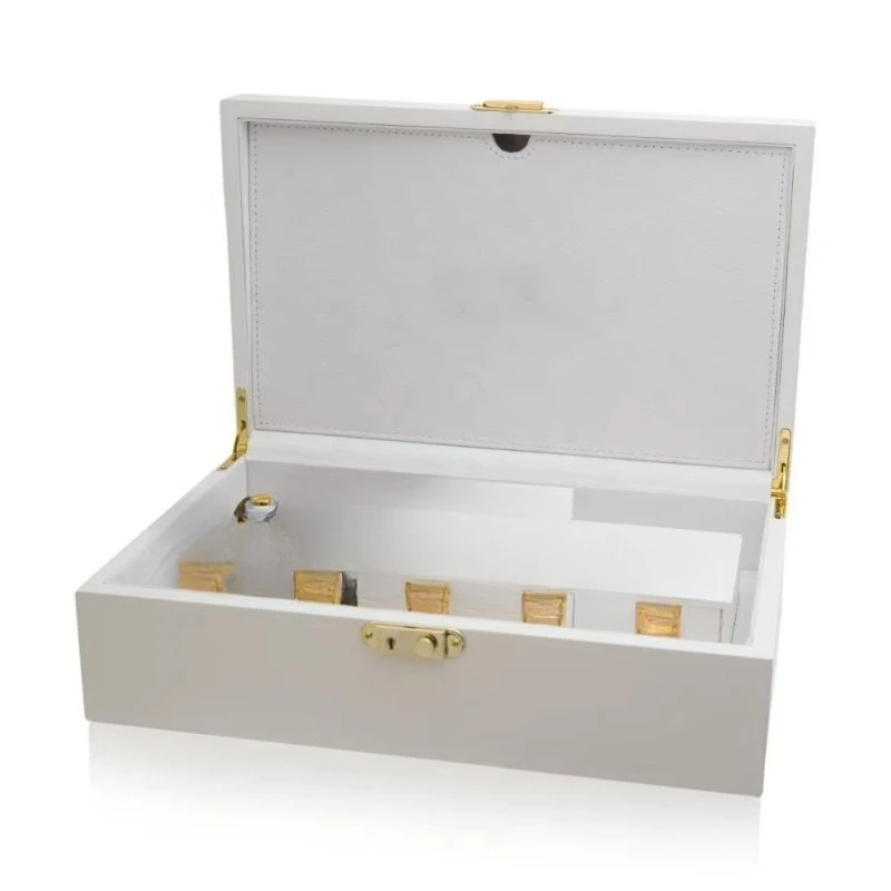 

Piano white paint finish luxury market wooden perfume gift set box