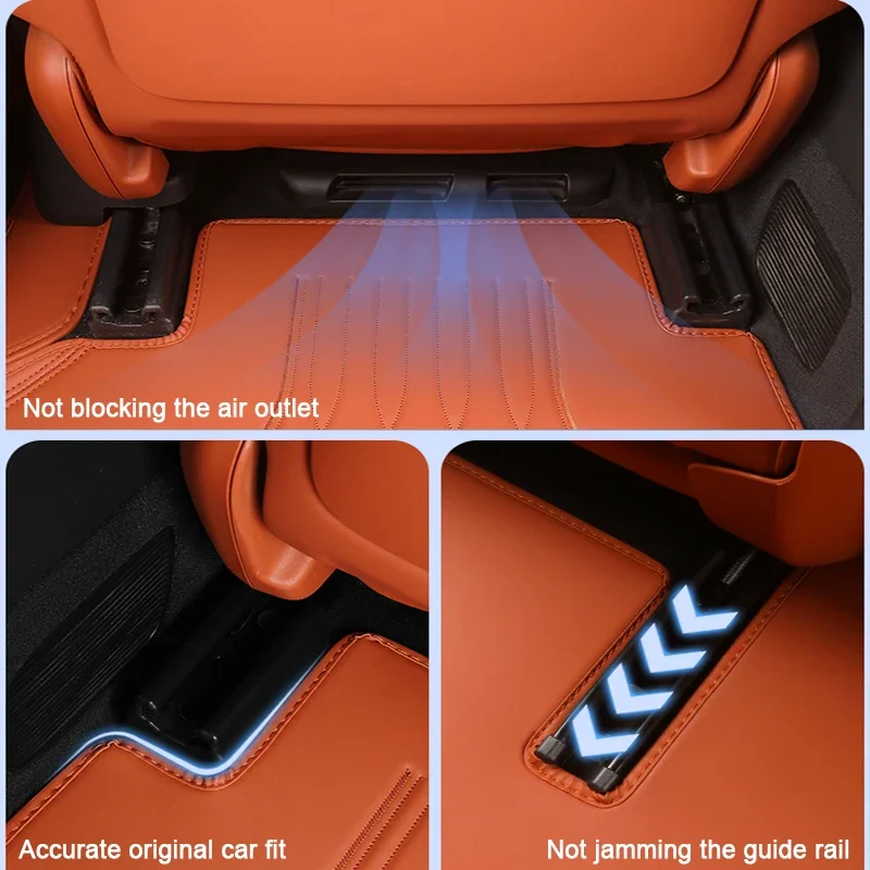 For LI AUTO L9 2023-Present Custom Nappa Leather Anti-Slip Car Foot Protect Mat Luxury Waterproof Floor Pad Interior Accessory