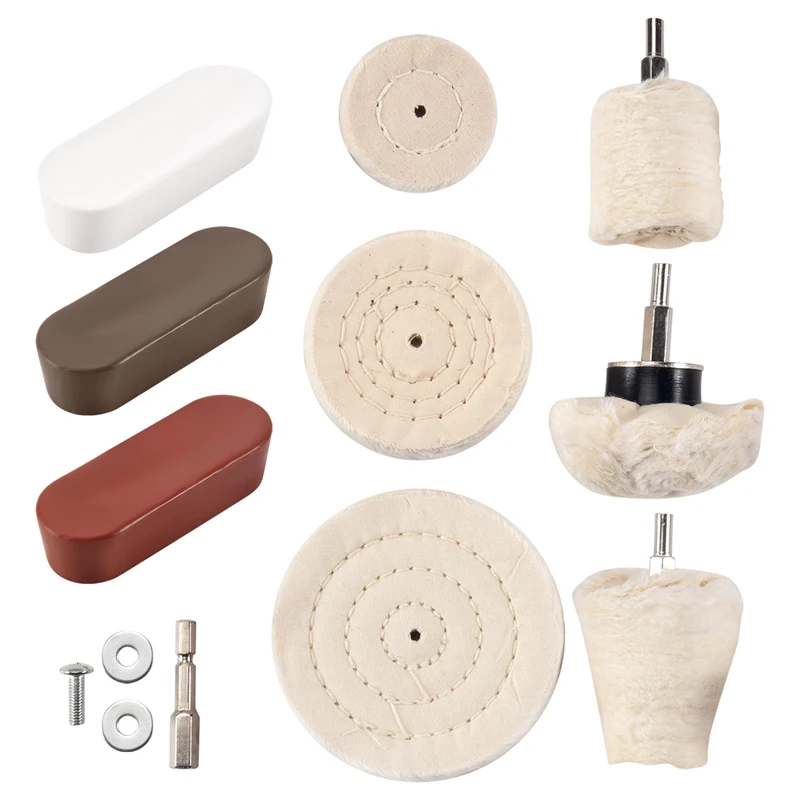 

Inventory-10 Pcs Buffing Pad Polishing Wheel Kits With 3Pcs Rouge Compound With 1/4 Inch Handle, For Manifold, Aluminum, Stainle