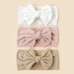 3pcs/Set Wholesale Knitted Children Hairband Solid Color Strips Cute Bow Headband For Infant Baby Kids Sport Hair Accessories