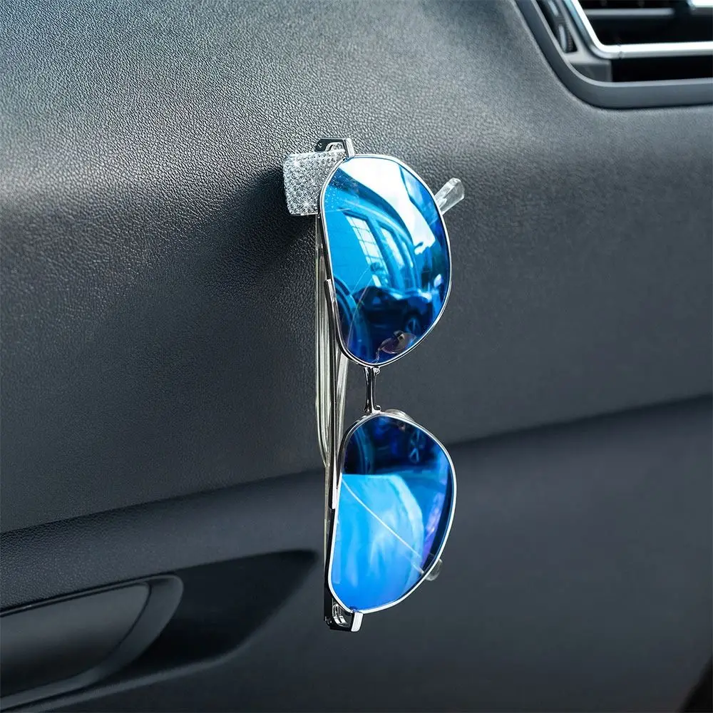 Multi-Function Car Glasses Fastener Clip Shiny Portable Bling Sunglasses Support Diamond Mini Glasses Storage Box