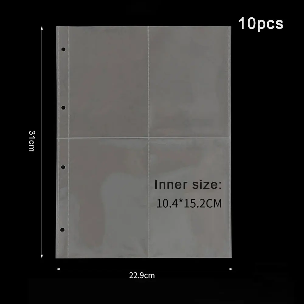 A4 klar 10 pcs Fotoalbum Nachfüll seiten Akten schutz 4/11 Löcher 6 × 4 8 × 10 4/11 Ringbuch Fotokarten Postkarten karte Notizbuch