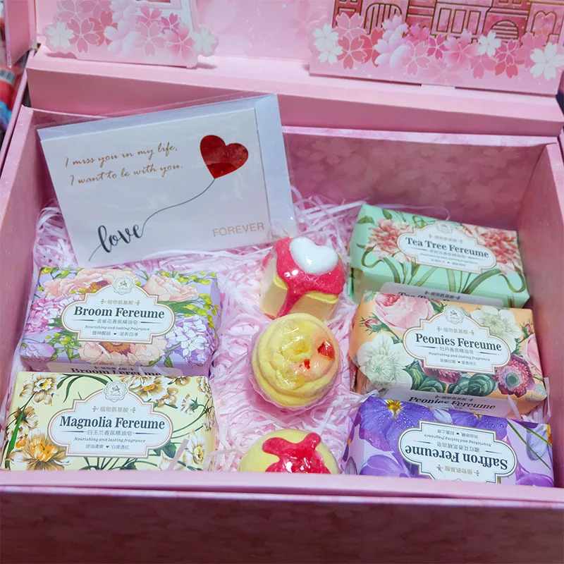 Flower Grinding Fragrant Bath Essential Oil Wedding Hand Gift Box Happy Laundry Soap