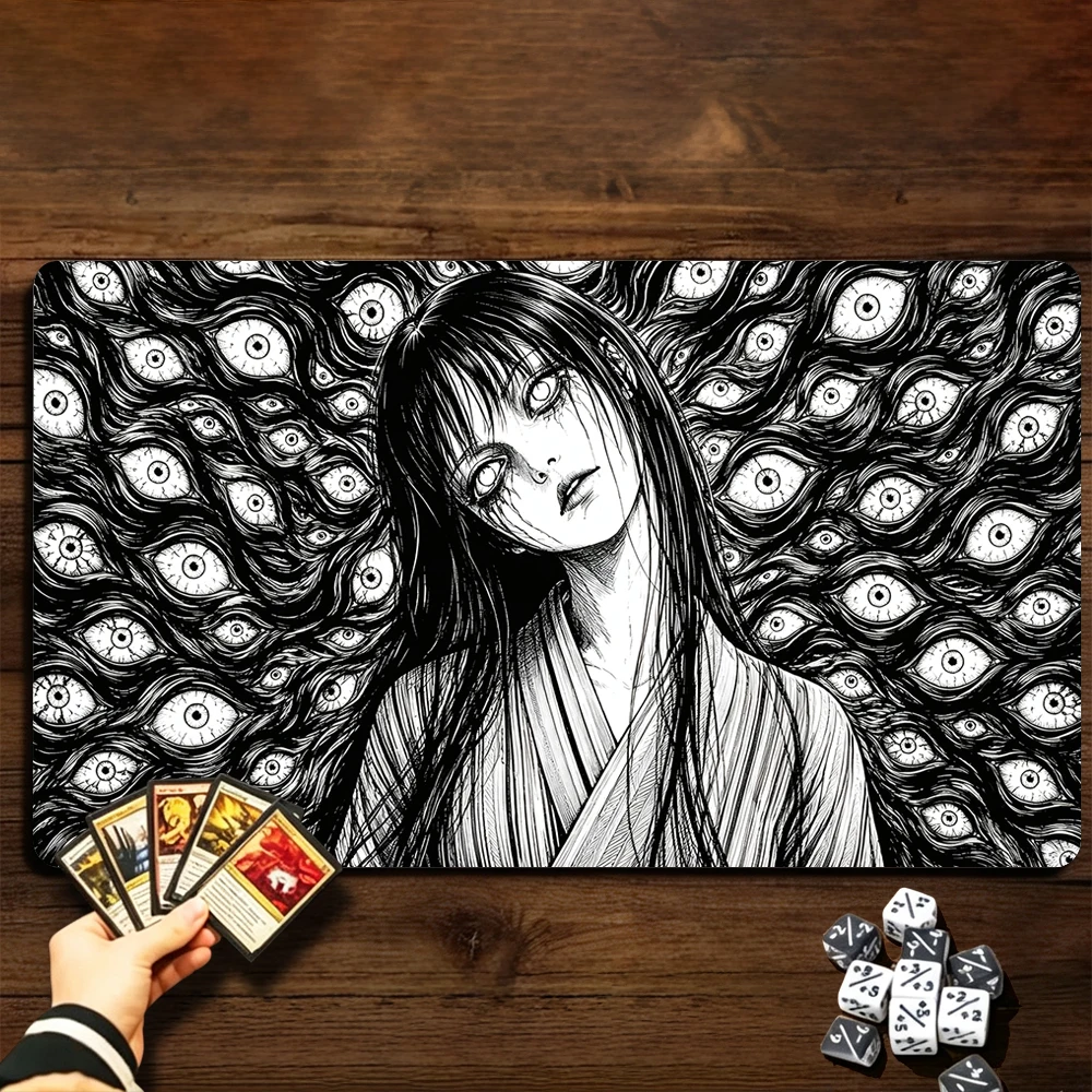 Thousand-Eyed Demon Girl TCG Playmat Magic Playmat Gathering Gaming Mat with Stitched Edge Anti-slip base Trading Card Game
