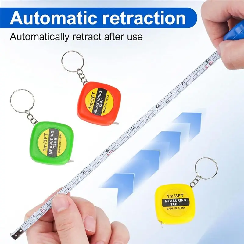 ABKL-80 PCS Keychain Tape Measure Small Tape Measure Keychains, 3 Ft Measuring Range Mini Retractable Measuring Tape