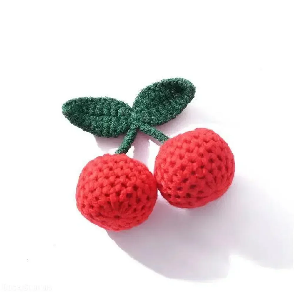 DIY Cherry Ornaments Knitted Woolen Yarn Hook Weaving Craft Supplies Clothing Hat Shoe Key Chain Earring Decor Pendant 10Pcs