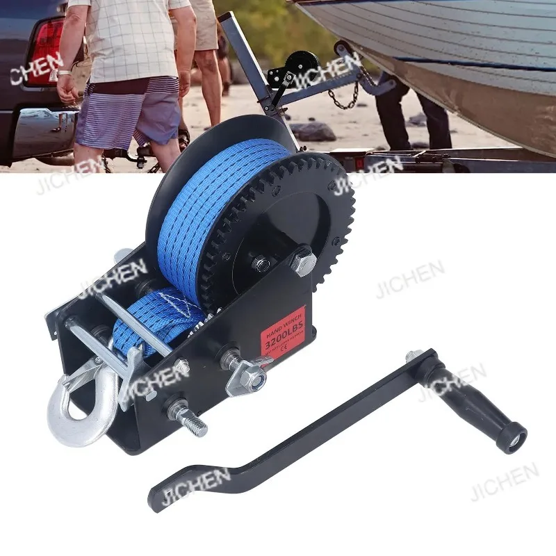 

JC 3200lbs Small Hand Winch Alloy Steel Strong Traction 2 Way Ratchet Anti Slip Handle Boat Trailer Winch for Industry