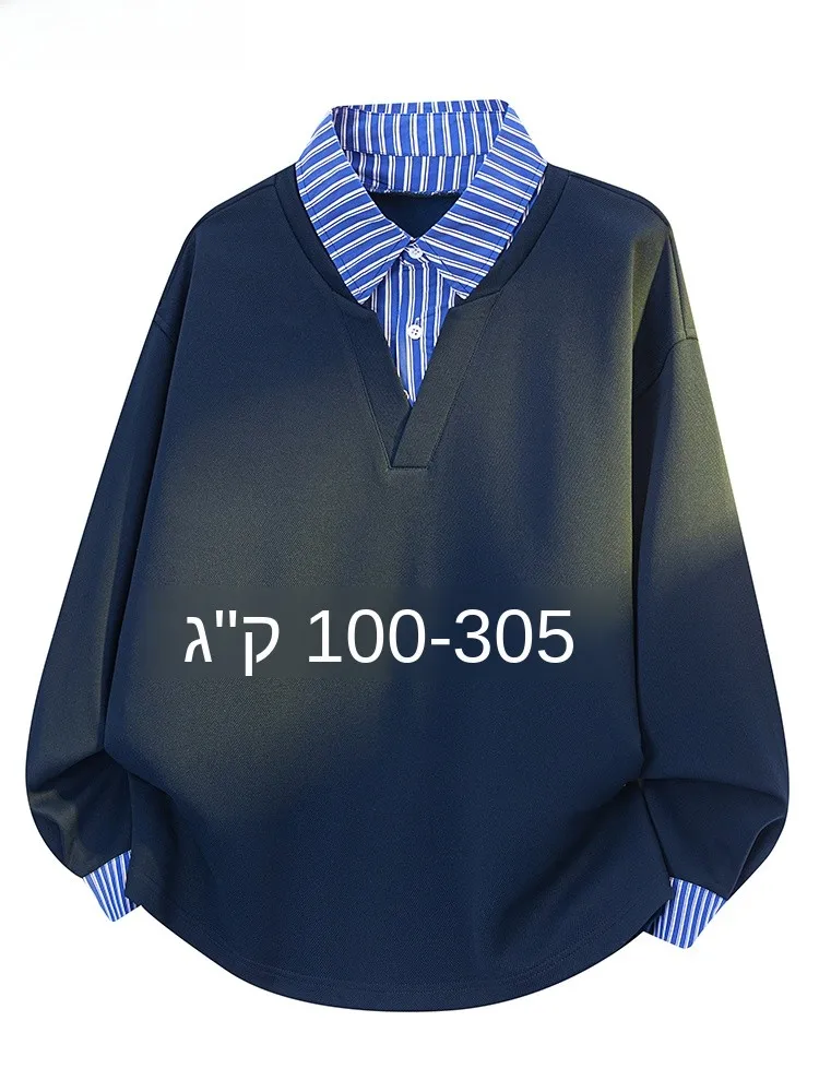 

Large Size Men's Shirt Casual Fashionable Long Sleeve Patchwork Turn-down Collar Sweatshirt Spring Autumn Loose Handsome...