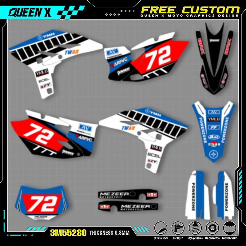 

QUEEN X MOTO Motorcycle Graphics Decals For WRF450 2012 2013 2014 2015 Motorcycle Decal Stickers 009