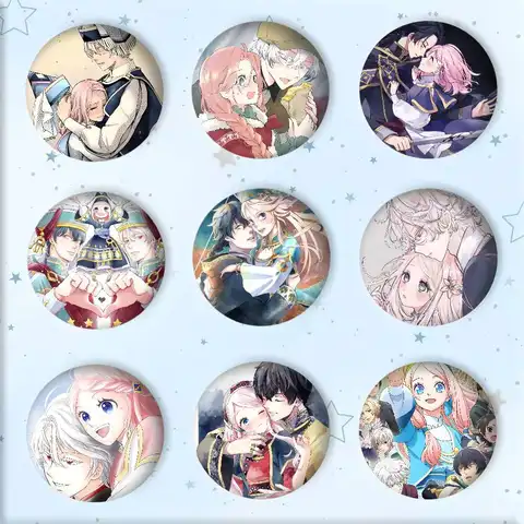 Classic Anime N-Nina The Starry Bride Manga Badge Tinplate Round Laser Brooch Clothes Backpack Accessories Lapel