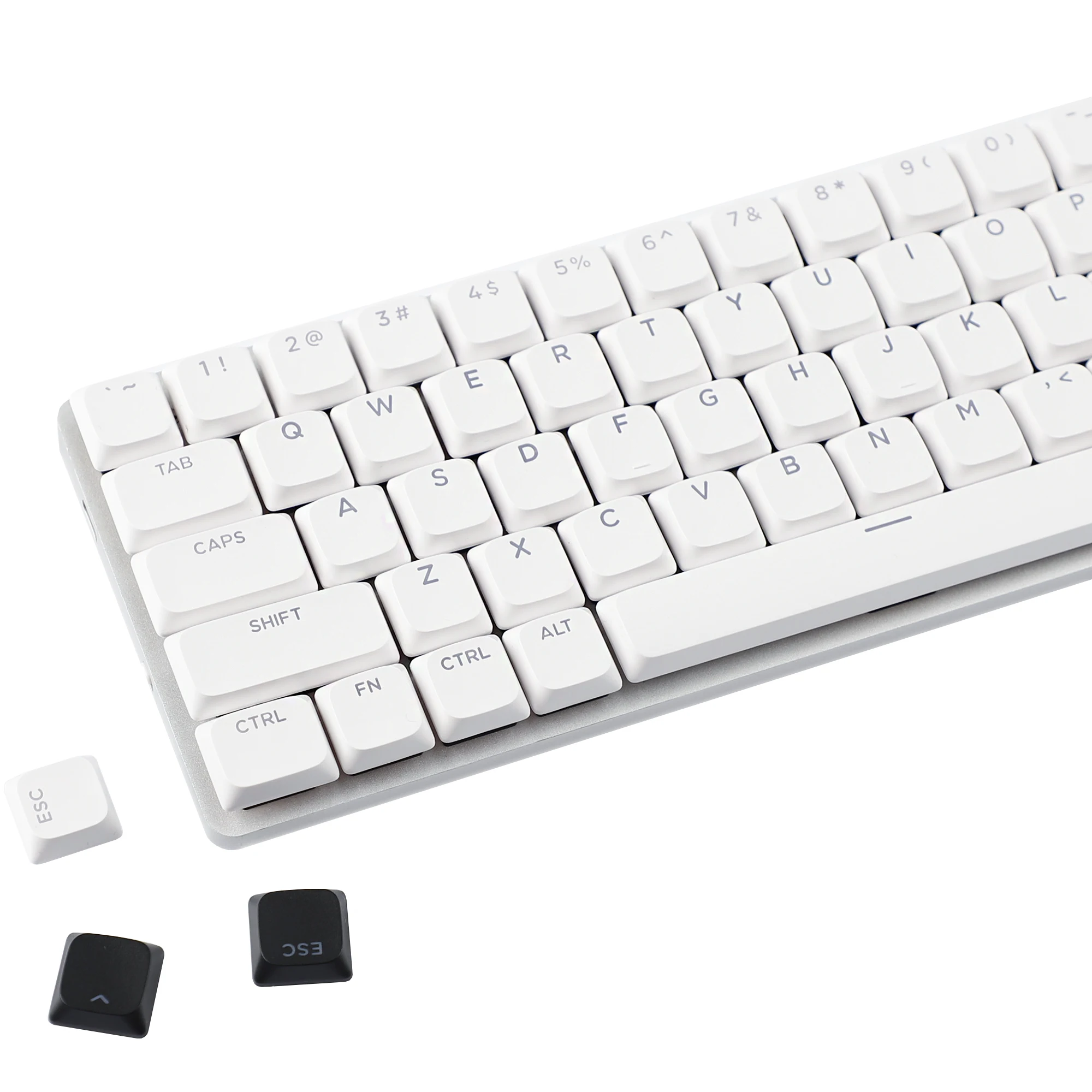 YMDK 127 Keys White Black Ultra-slim Low Profile Dye-Sub Backlit Shine Through Keycaps for Nuphy Keychron MX Keyboard