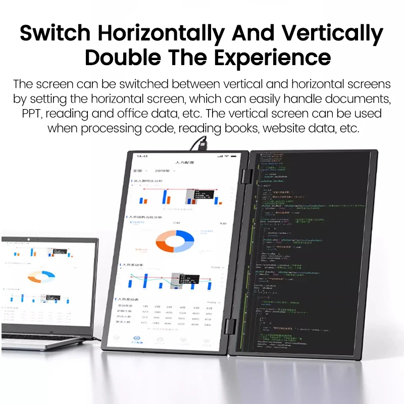 Портативный монитор с двумя сенсорными экранами 15,6 дюйма, 1080P FHD, 360 °