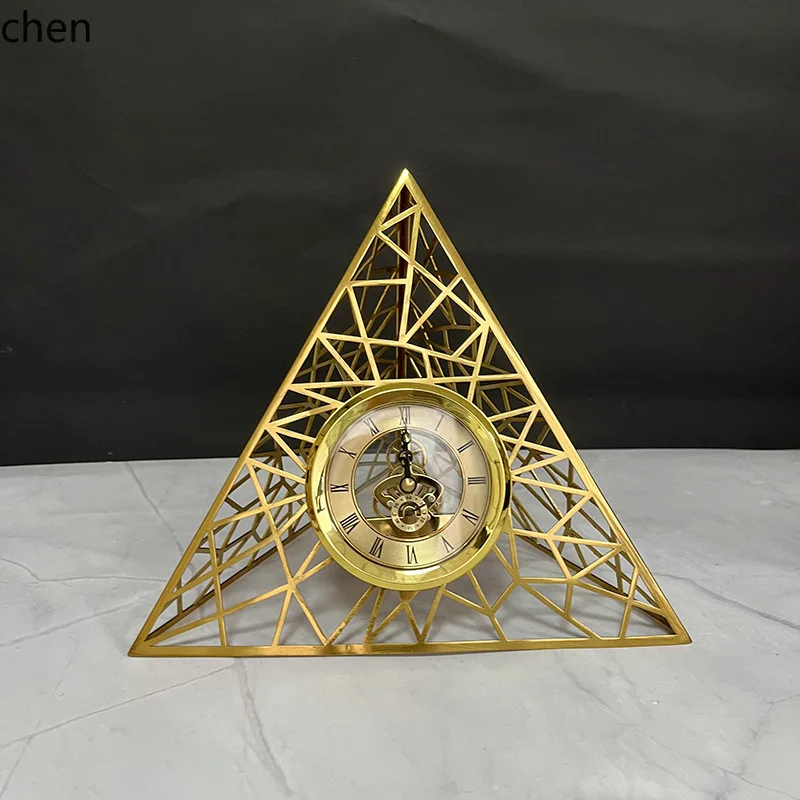 ZML Home Desktop Decorative Triangle Metal Silent Clock Display Stand