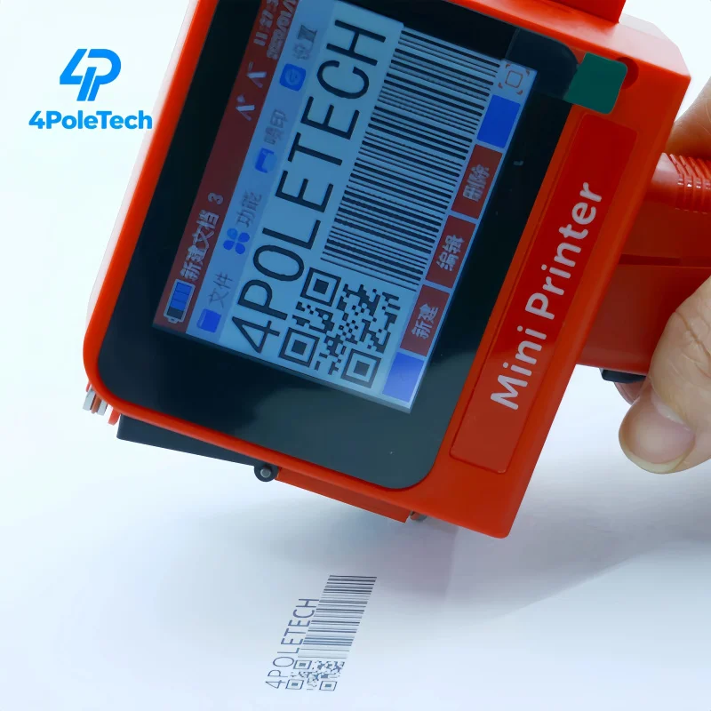 4POLETECH Mini Handheld Inkjet Printer Design For Low Education Small Business Expiry Date Lot Number Coding Tool