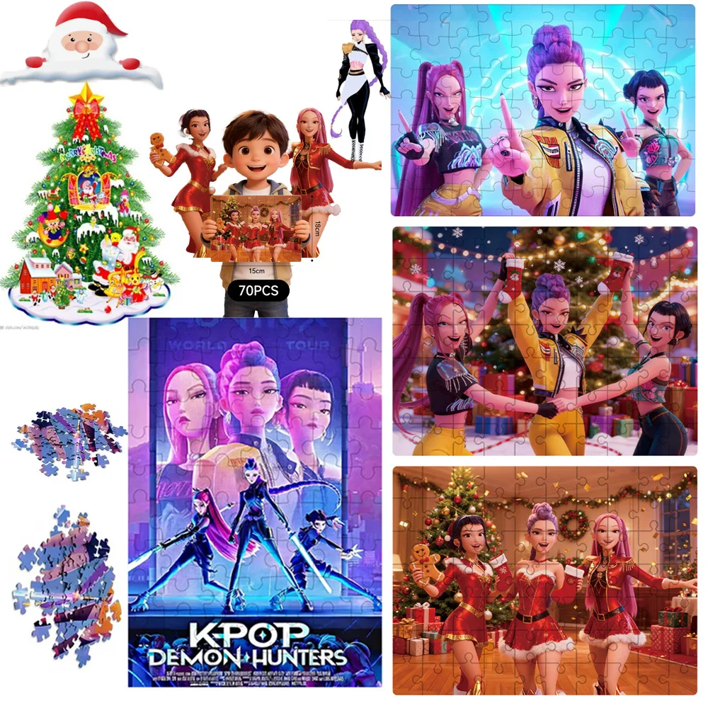 3D クリスマス木製ジグソーパズル悪魔ハンターテーマボードゲームおもちゃルミゾイキャラクターパターンパズルグッズキッズギフト