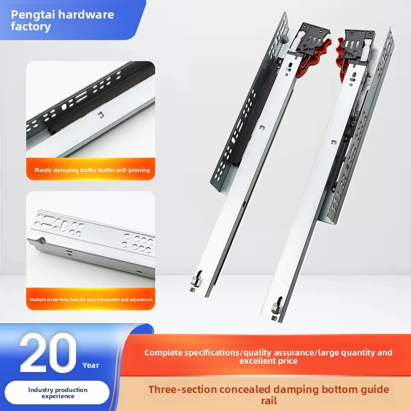 Three Section Concealed Undermount Drawer Slides Soft Close D Or Handle Options Electroplated Cold Rolled Steel Mm Side Boards