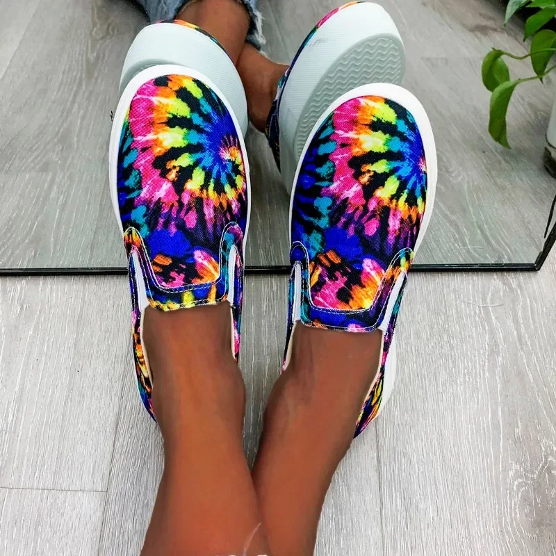 Shoes Female 2024 Slip on Women's Vulcanize Shoes Outdoor Women Sneakers Mixed Color Round Toe Low Flat with Ladies Casual Shoes