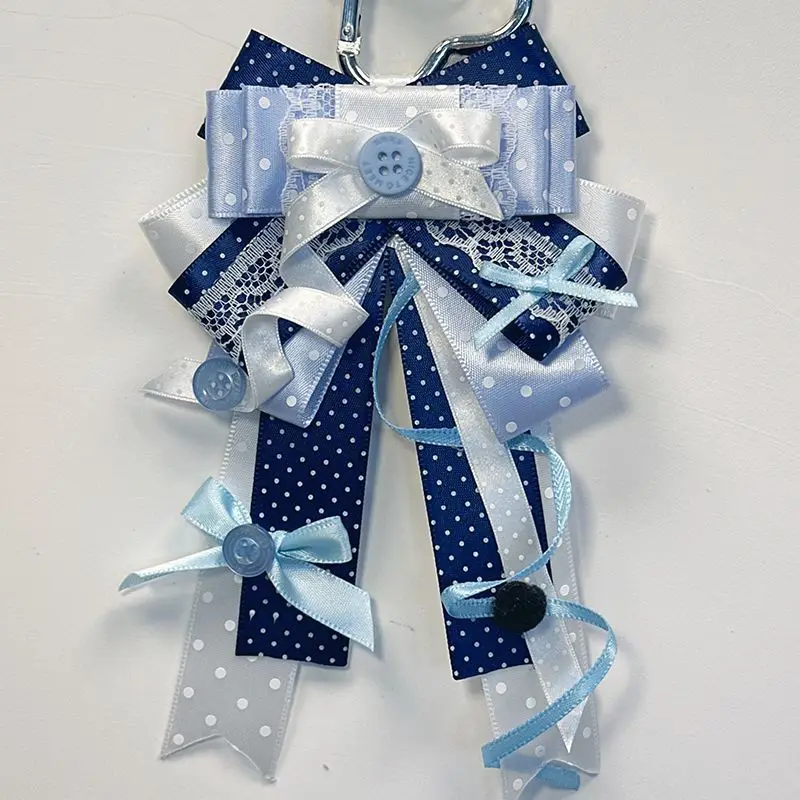 Knopf-Spitzenband Polka-Dot-Schleife Konzert-Stützstab Anhänger Damenkleid Niedliche Lolita-Halstuchschleife Handgefertigtes Accessoire – Detail 5
