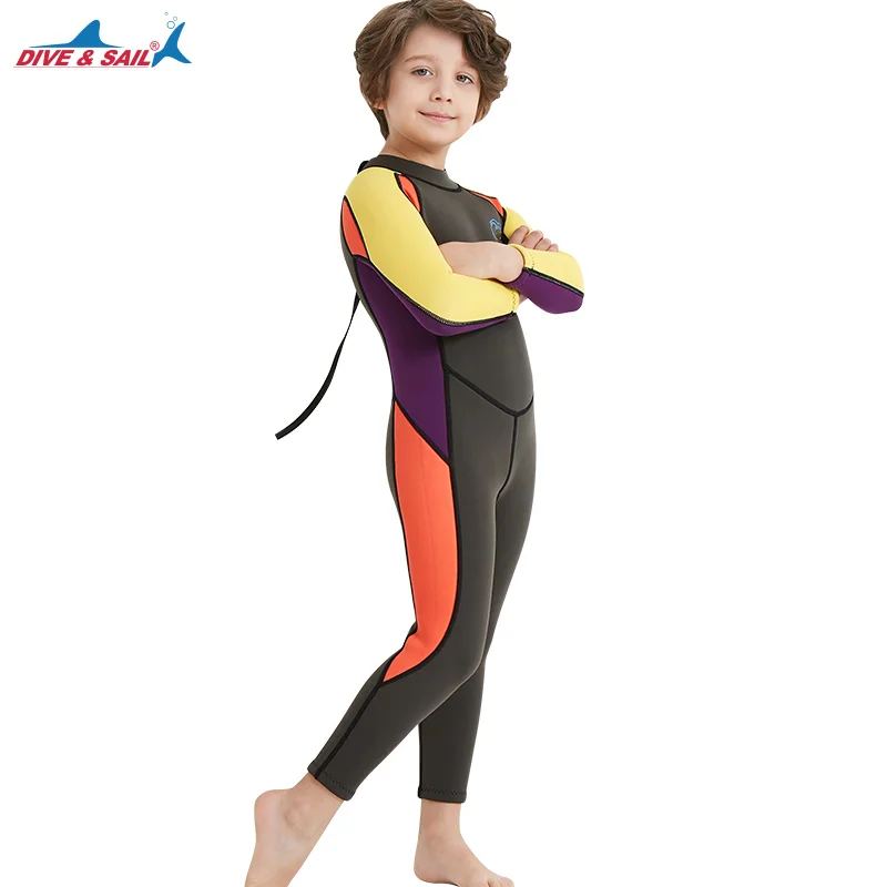 Children's Diving Suit Warm Swimsuit 2.5MM One-Piece Kids Wetsuit Long Sleeve Cold Snorkeling Surf Jellyfish Clothing Swimsuit