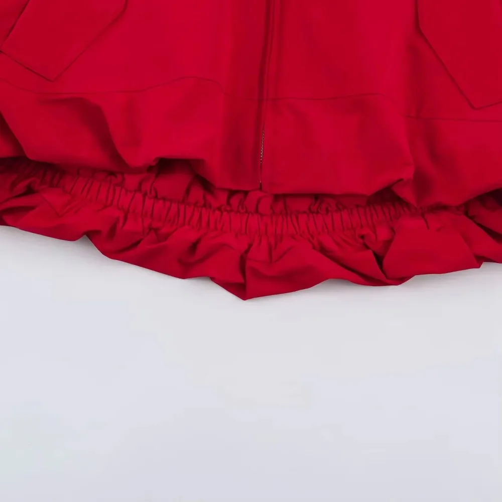 Damen Casual Chic Jacke mit Stehkragen, Rote Street-Sportjacke für Herbst und Winter, Trendige Lockere Reißverschluss-Steppjacke – Detail 11