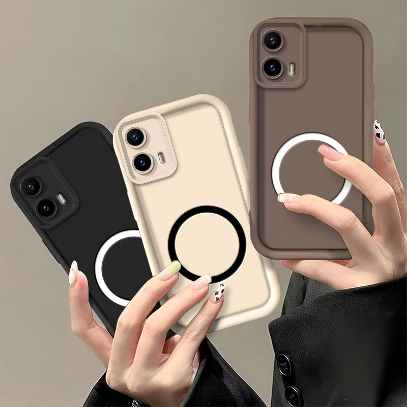 Phone Case For Motorola Moto G04 G05 G10 G04S E15 G30 G20 G15 G24 Power Case Shockproof Silicone Soft Cover Magnetic Sticker