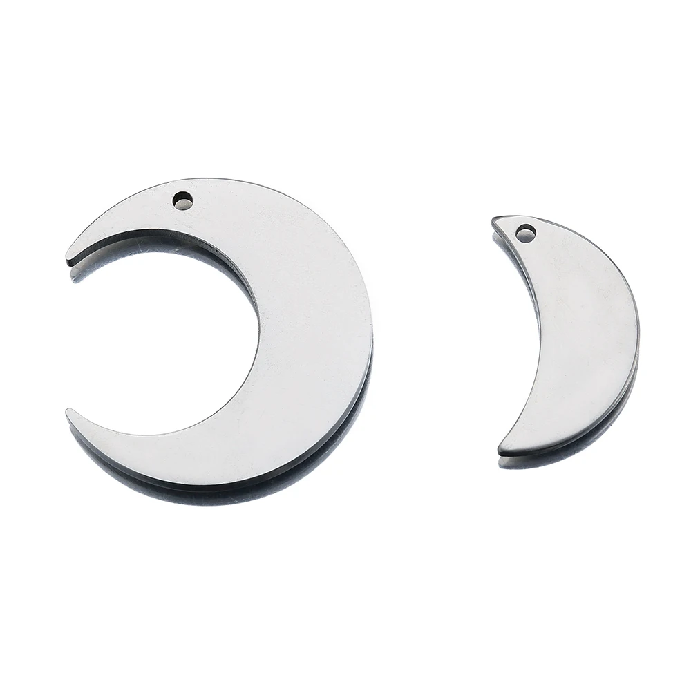 5Pcs Stainless Steel Flat Crescent  Moon Charms Pendant For Diy Necklace Earings Bracelet Jewelry Making Supplies