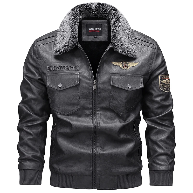 

High End New Men's Leather Jacket Brand New Men's Velvet Warm Motorcycle PU Leather Jacket Trendy and Fashionable Men Jacket