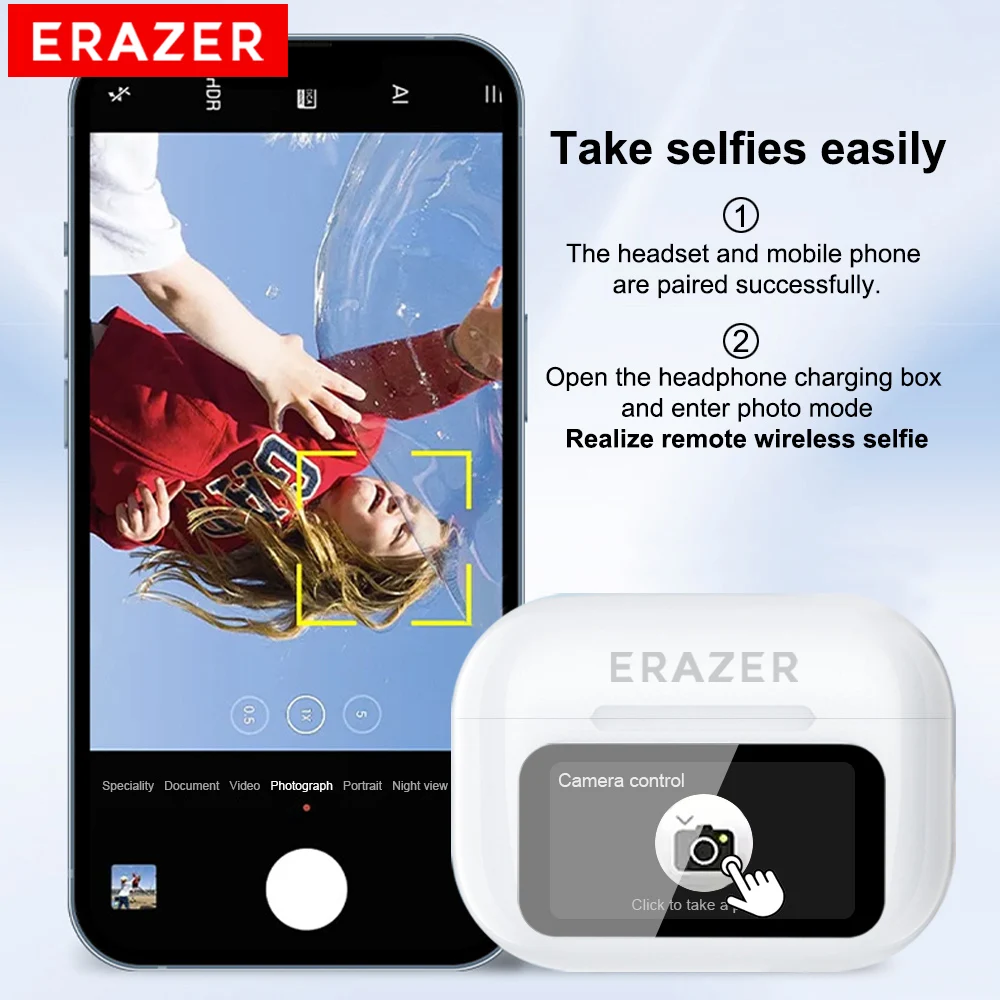 الأصلي ERAZER سماعة لاسلكية تعمل بالبلوتوث سماعات HiFi سماعات HD ستيريو سماعات أذن مقاومة للماء شاشة تعمل باللمس مع الحد من الضوضاء ANC #6