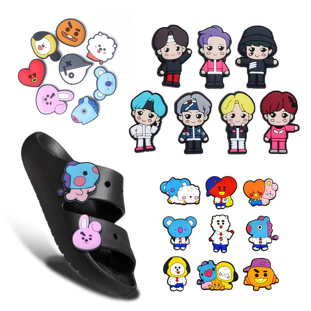 

7-120PCS MINISO Cartoon Shoe Charms DIY Clog Sandals Wristband Bracelets Decoration Shoes Accessories Buckle for Boys Girls