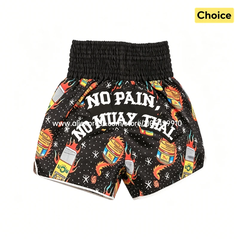 Muay Thai Shorts Men Women Kids Fight Kickboxing MMA Training Satin Trunks Sublimated Embroidered Boxing Pants MMA Sparring Gear