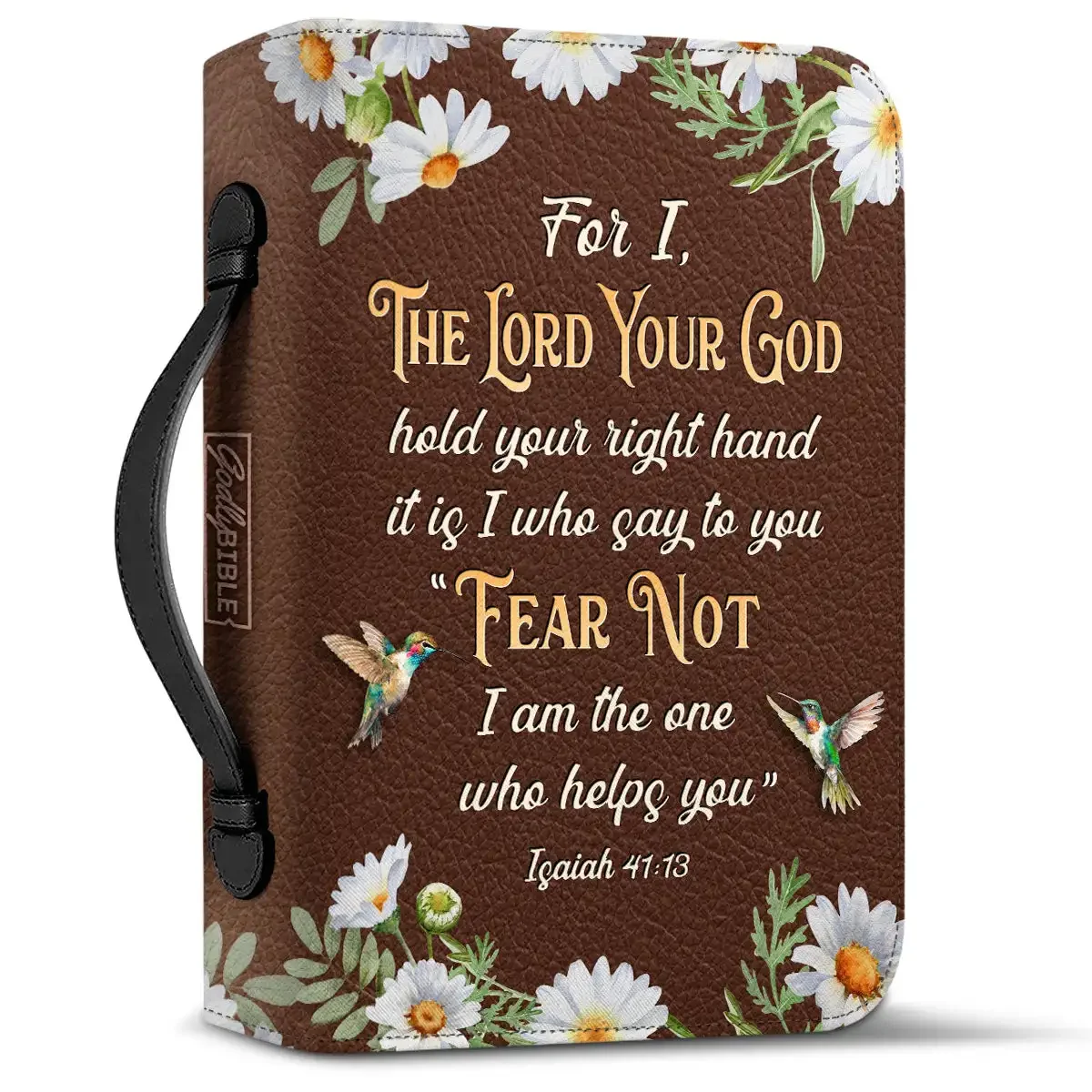 For I The Lord Your God Hold Your Right Hummingbird Print PU Leather Bible Cover Case for Women Study Book Holy Storage Boxes