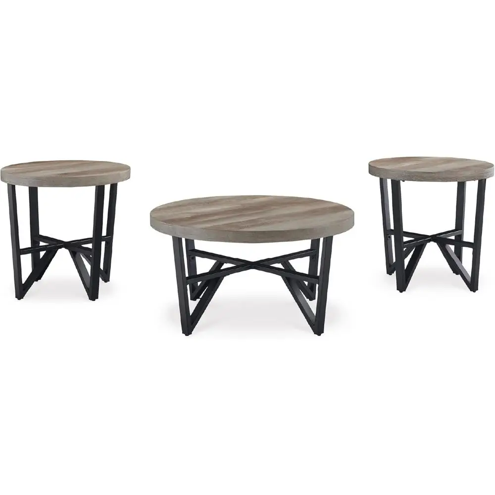 

Contemporary 3-Piece Metal and Wood Dining Set in Light Brown & Black