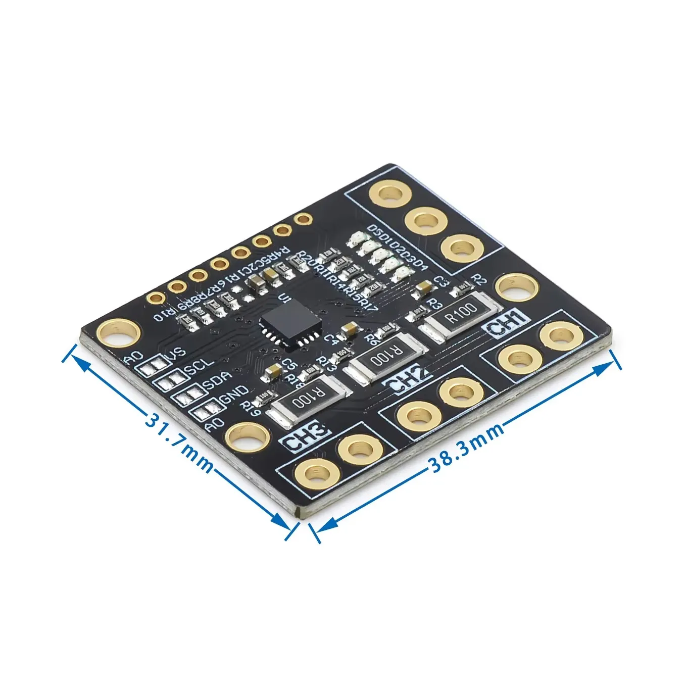 I2C SMBUS INA3221 Triple-Channel Shunt Current Power Supply Voltage Monitor Sensor Board Module Replace INA219 With Pins