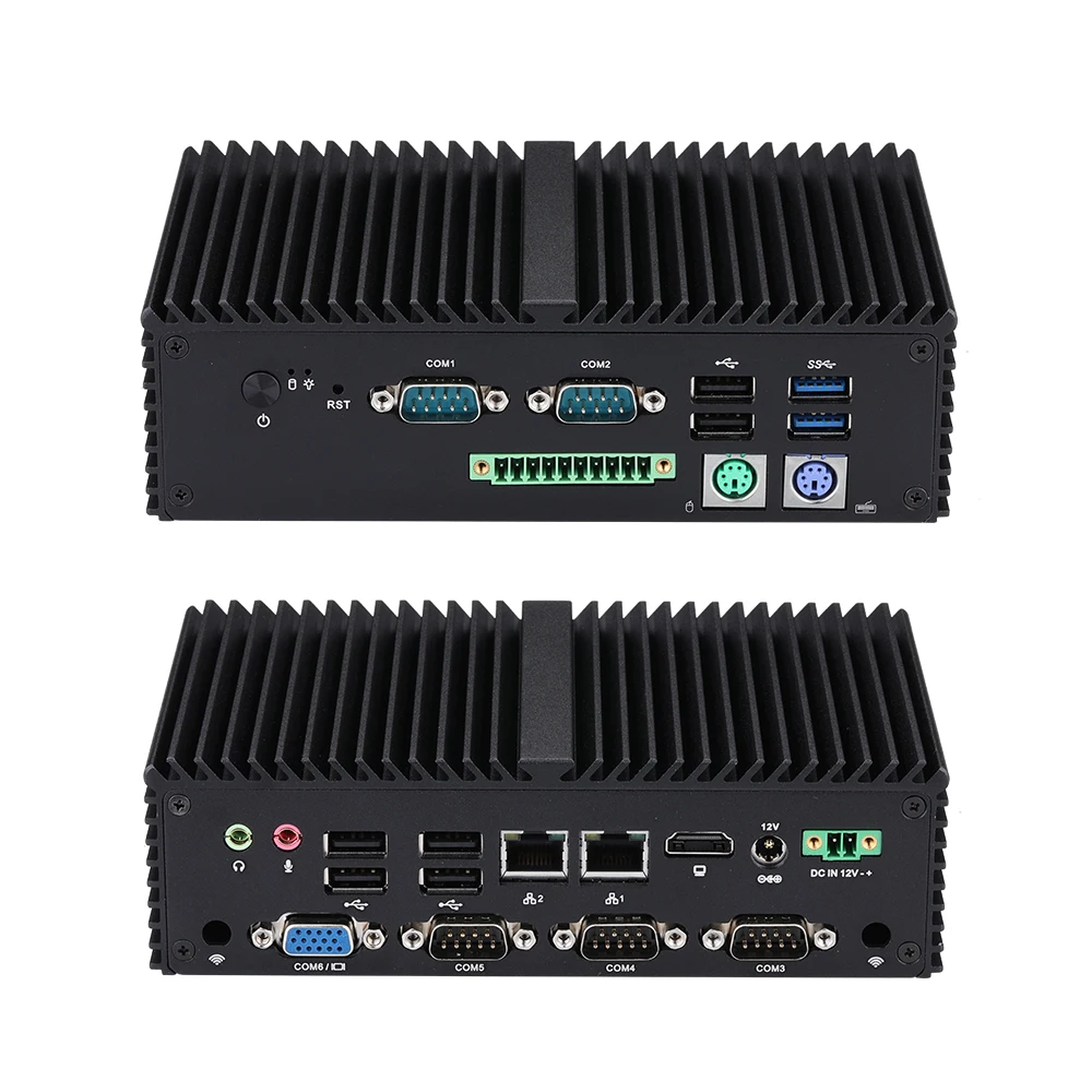 

Qotom Fanless Mini Industrial PC J6412 Quad Core 2.0 GHz 5x COM VGA GPIO PS/2 Ports