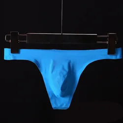 Sexy Men's Seamless Ice Silk Bulge Pouch Underwear Low Rise Thongs G-strings Panties Man Stretch Briefs Shorts