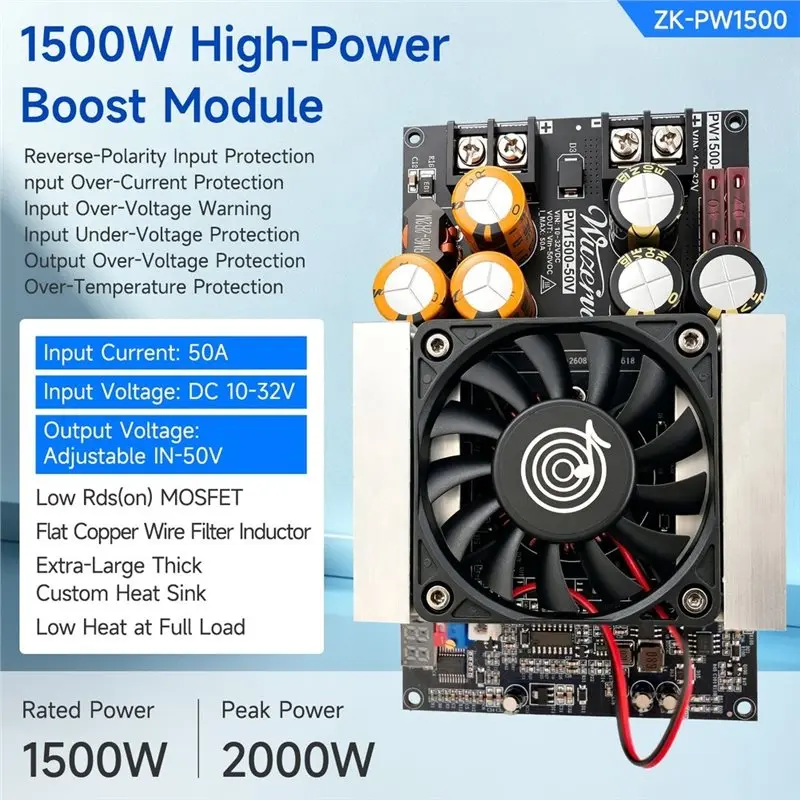 Y50A-PW1500 1500W Boost Power Supply Module 10-32V To 24-50V For Audio Amplifier Boards Low Ripple