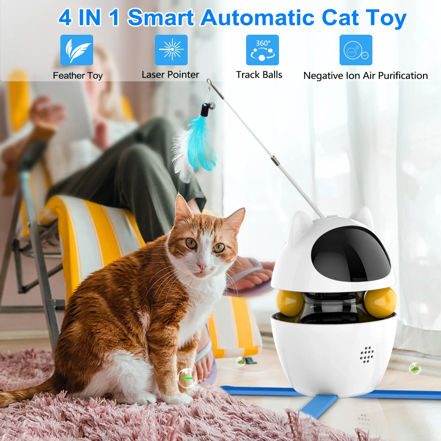 Engaging Interactive Rechargeable Cat Toy - 4-in-1 USB Powered Indoor Exercise Fun for Your Feline Friend - Keeps Kitty Active a