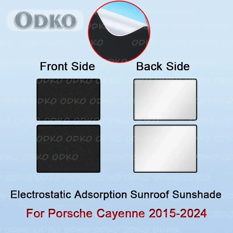 Car Electrostatic Adsorption Sunroof Sunshade For Porsche Cayenne 2015-2024 Heat Insulation Skylight Sticker Auto Accessories