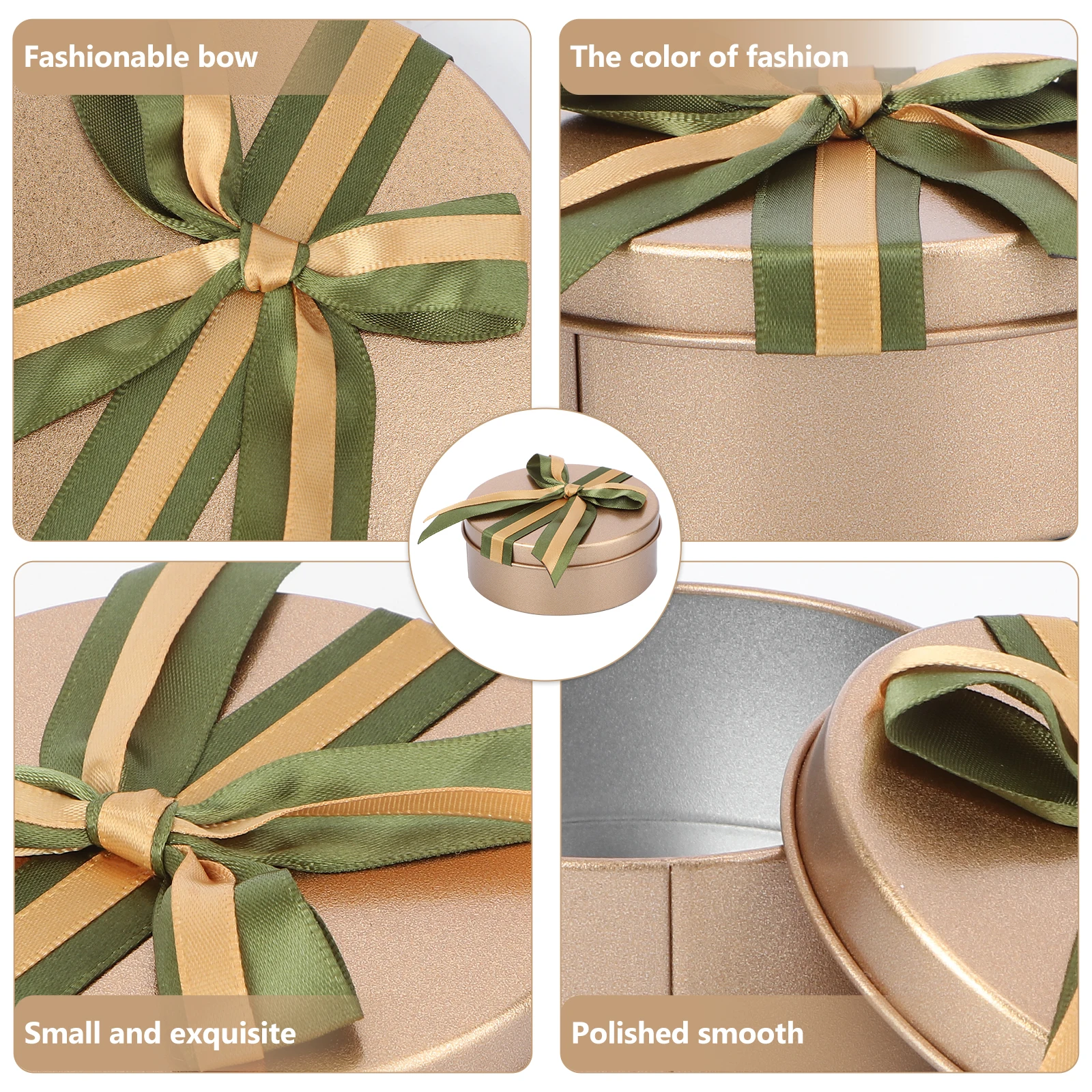 

6 Pcs Wedding C y Boxes Gift Packaging Tinplate Containers Square Storage Elegant Forest Style Green Bow Heart Round