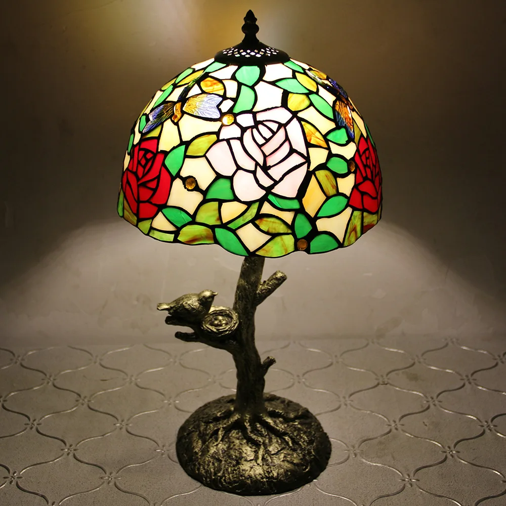 12 Inch 30cm Retro Manual Stained Glass Lampshade Tiffany Table Lamp