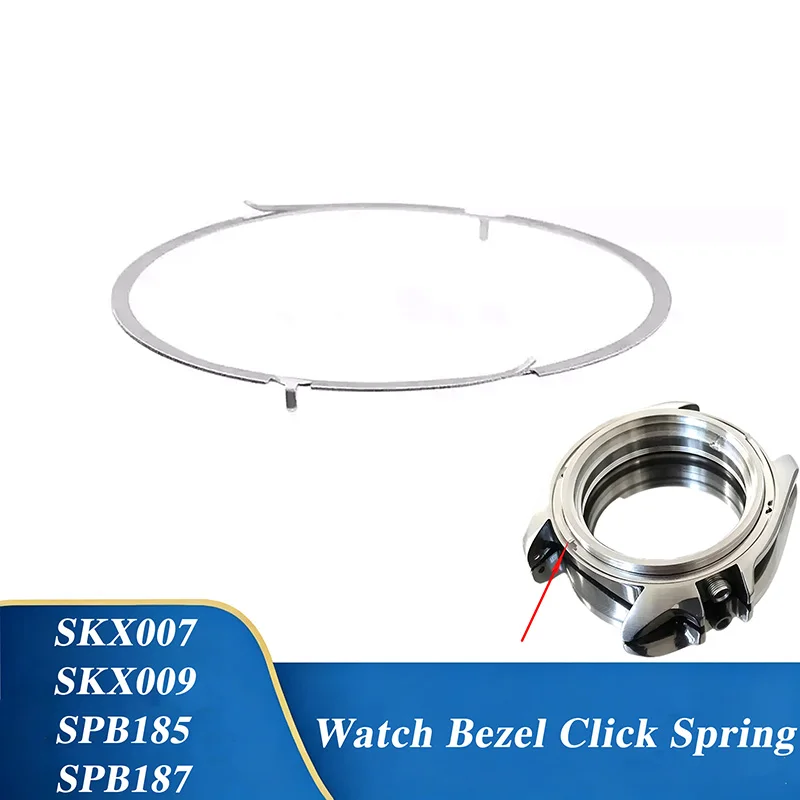Watch Bezel Click Spring Silver Stainless Steel 120 Clicks Unidirectional Rotation Fits SKX007 SKX009 SPB185 SPB187 Watch Case