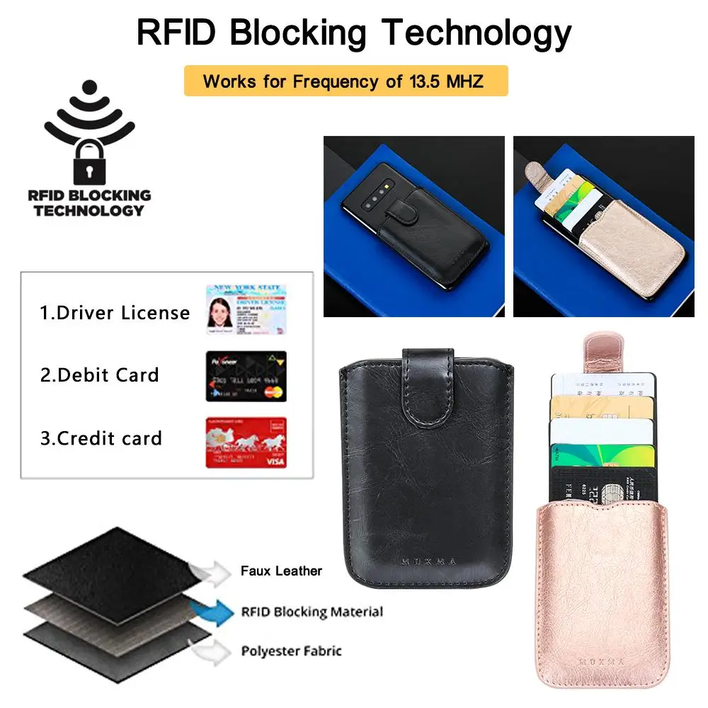 

Credit Stick On 5 Card Pockets ID Card Holder Cellphone Pocket Sticker Card Sleeves Phone Wallet Case