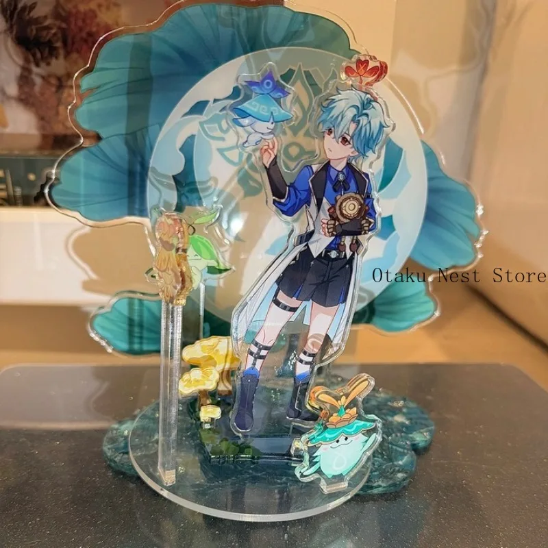 Anime Genshin Impact Il Dottore Rotating Spinning Acrylic Standee Figure Standing Sign Desktop Display Collectible Cosplay Gift