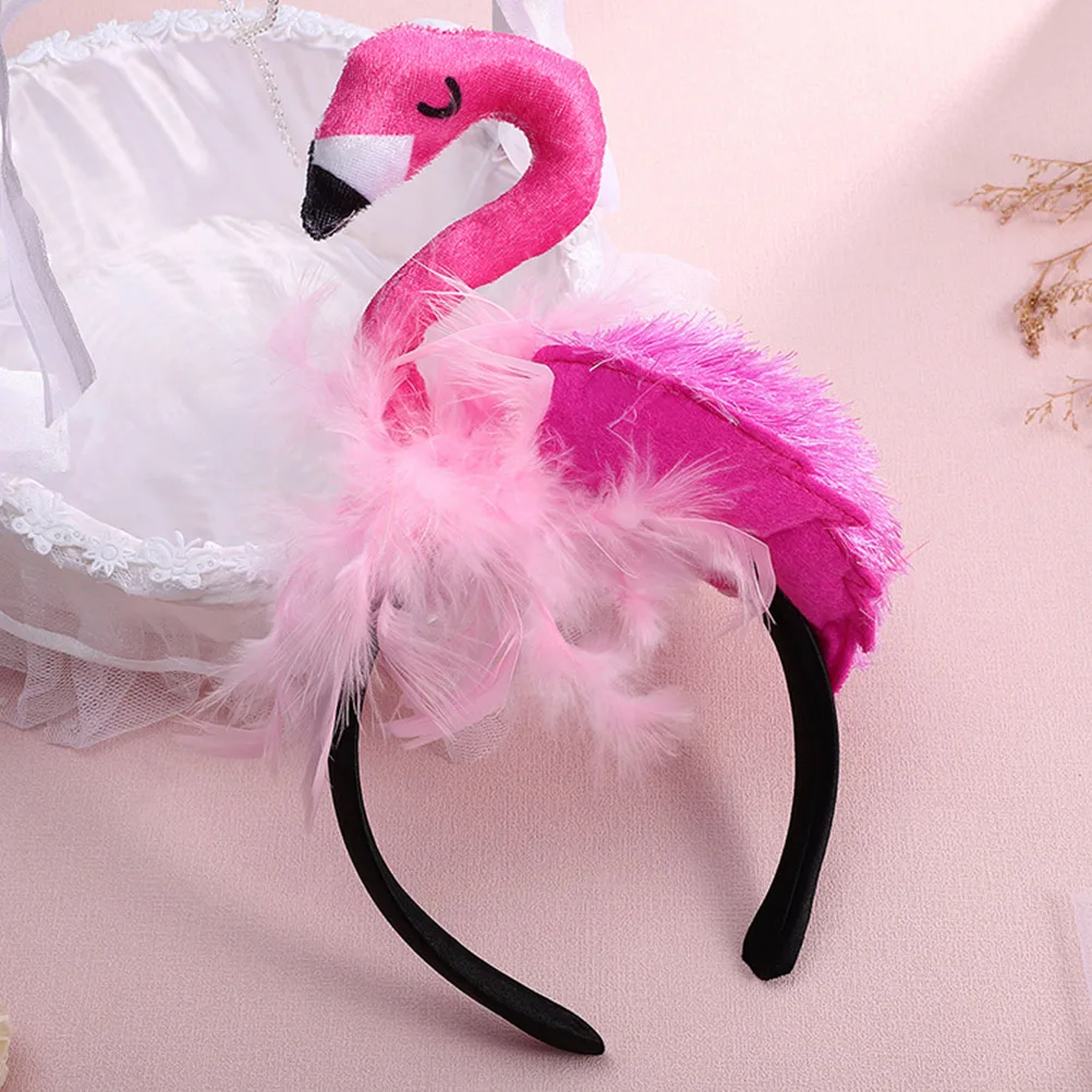 

2 Pcs Flamingo Headband Polyester Cute Party Decorations Women Hair Accessories Child Size Fits Most Birthday Hawaiian Carnivals